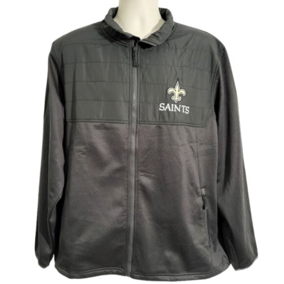 DUNBROOKE Explorer Tech Full-Zip Heather Black SAINTS Jacket - NWT Men's XL - Picture 1 of 8